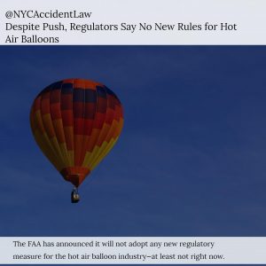 Aviation Accident Lawyer, Jonathan C. Reiter – FAA Declines to Tighten Hot Air Balloon Regulations
